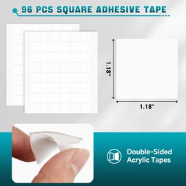 DOLLAR BOSS 96 Pcs Double Sided Adhesive Tape for Acoustic Panels Super Sticky Transparent Adhesive Pads Heavy Duty Removable Wall Tape Stick for Acoustic Foam, 1.2in Squares