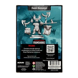 D&D Frameworks: Dwarf Barbarian Female – 1 Unpainted/Unprimed Dungeons and Dragons Miniature by WizKids – Compatible with DND and Other Tabletop RPG Games TTRPG