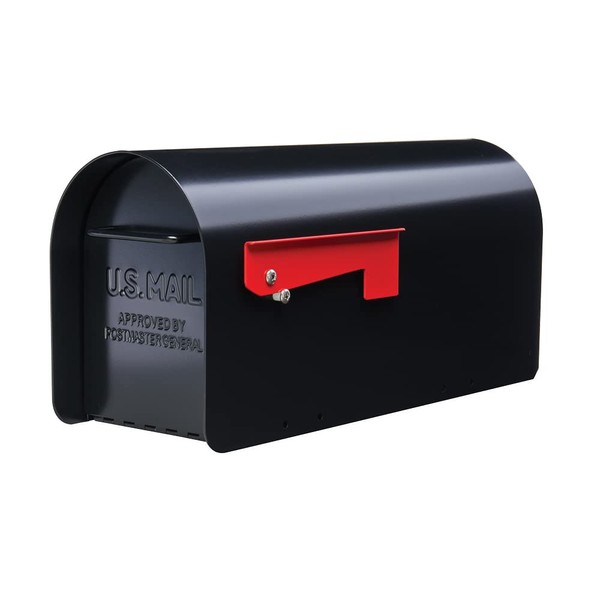 Architectural Mailboxes Ironside Galvanized Steel Post-Mount Mailbox, MB801BAM, Black