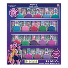 Set Esmaltes de Uñas para Niñas Las Guerreras Kpop, 18 Colores Desprendibles a Base de Agua con Personajes de la Serie, No Tóxico, Libre de Parabenos, No Testeado en Animales