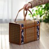 Lobamop Picnic Woven Basket Wicker Storage Bag Handle Folded Fruit