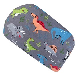 Wollhuhn Eco Boys / Boys / Girls Cool Elastic Headband / Hair Band Comfortable Double Layer Jersey or Fleece Many Designs 21215152 (Dinosaurs Grey)
