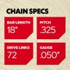 Oregon H72 ControlCut Replacement Chainsaw Chain for 18-Inch Guide Bar,