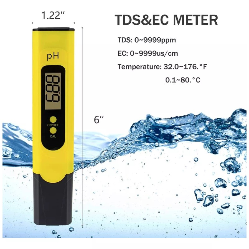 MARZSEFLO Medidor De Ph, Digital, Para Agua Y Líquidos