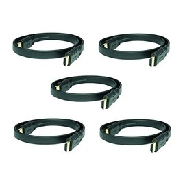 0.2 m SunshineTronic High Speed HDMI Flat Cable with Ethernet, Ultra HD, 4K x 2K, Full HD, 3D, ARC, CEC, Fully Wired, Pack of 5