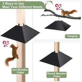 BULFULL 2 Pack Squirrel Baffle for 4x4 Post or Hanging, 2-in-1 Metal Squirrel Guards for Wooden Pole, 17 Inch Outdoor Hanging Feeders to Deter Squirrels, Racoons (Black)