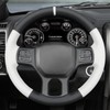 MEWANT DIY Stitched White Leather Steering Wheel Cover Wrap for