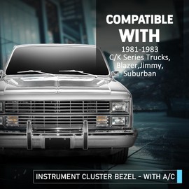 CHEDA Truck Dash Bezel Panel with A/C Wiper Switch Hole Lower Cover Compatible with Chevy GMC Truck Blazer Suburban 1981-1983 Black 14023004