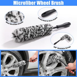 AUTODECO Car Detailing Kit, Car Detailing Brush Set, Bendable Car Wheel Rim Cleaner Brush Set, Car Detailing Brushes, Car Wash Cleaning Tools Kit for Interior, Exterior, Wheels, Blue