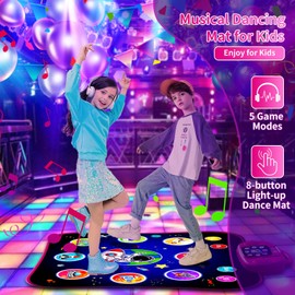 OMOZOMBB Dance Mat for Kids Ages 4-8 Game Gift for Girls Toys Space Dance Mats Birthday Games for Kids Electric Dance Pad Light Up 8 Button for 3 5 6 7 9 10 12 Year Old Girl Xmas Party Gifts Pink