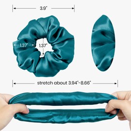 LilySilk LILYSILK Silk Scrunchies for Frizz Prevention, 100% Mulberry Silk Hair Scrunchies for Breakage Prevention, Ponytail Holders (Adriatic Blue+Light Beige)