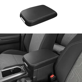 XYHGM Car Center Console Armrest Cover for Toyota Tacoma 2016 2017 2018-2023 Leather Anti-Scratch Central Arm Rest Box Lid Seat Cover Protector Cushion Saver Interior Accessories(White Stitches)