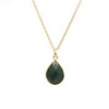 Gempires Green Jade Pear Shaped Teardrop Crystal Necklace, Bezel Pendant