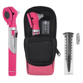 Fiber Optic Mini Otoscope - Ear Scope with Light for Infection Detection, Wax Removal, and At-Home ENT Exams (PINK)