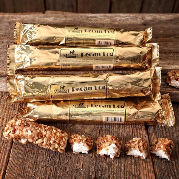 Georgia Pecan Logs Gift Box - Mascot Candy Kitchen Since 1955 (6 Individually Wrapped 4 oz Pecan Logs) Arrives in our Gift Box