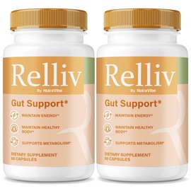 (2 Pack) Relliv – Premium Gut Support Formula with All-Natural Ingredients to Help Maintain Digestive Health and Comfort, Gentle and Easy-To-Swallow Pills, Just Take 2 Caps Daily (120 Capsules)