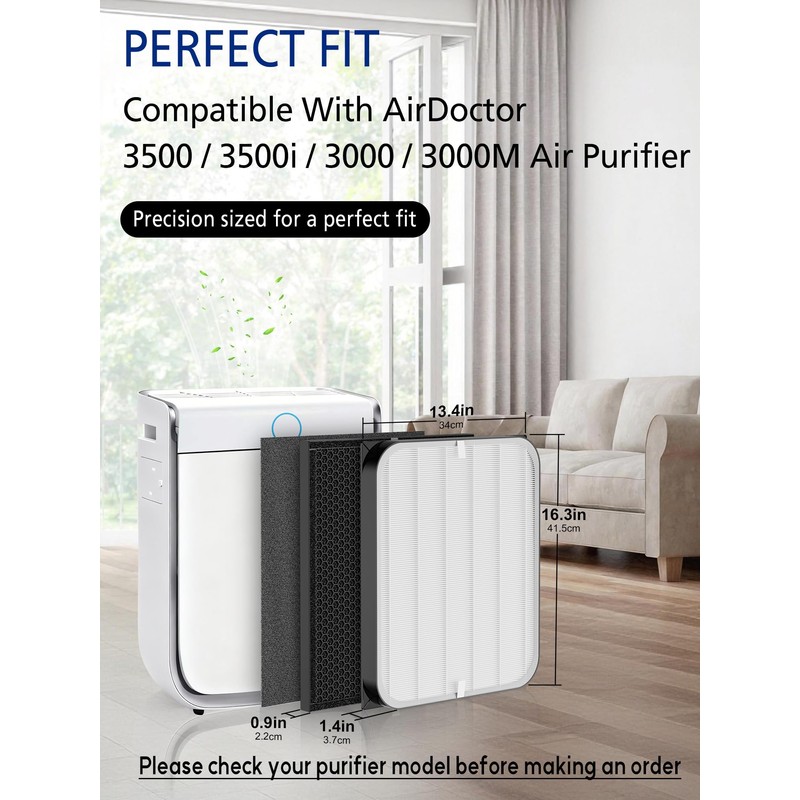 3500 Replacement Filters Compatible with Air Doctor 3500 Series