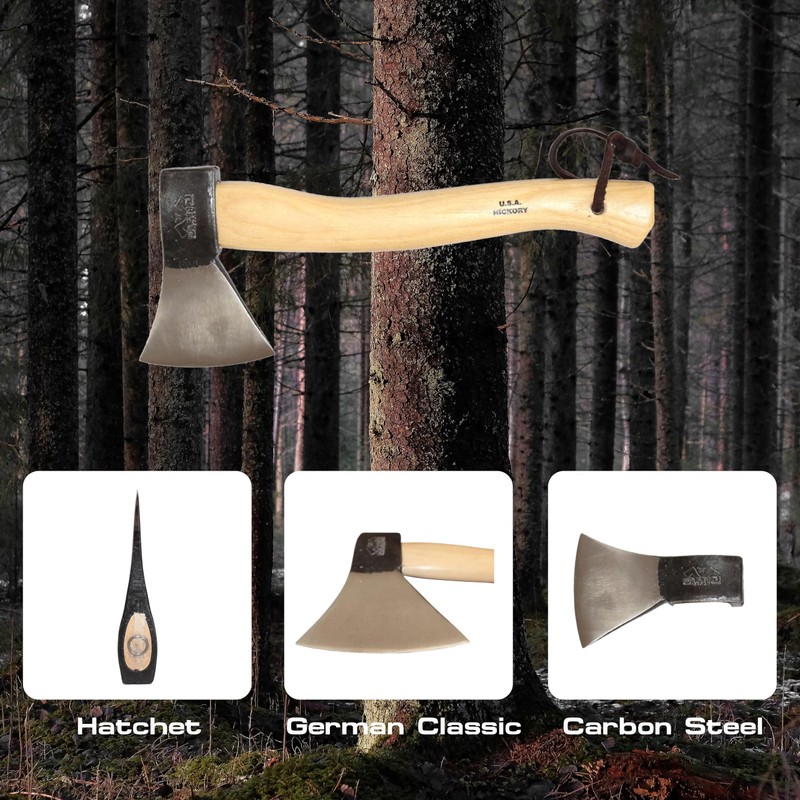 Prandi 3.003 German Hatchet 1.32lb - Hickory Handle 14.18in with