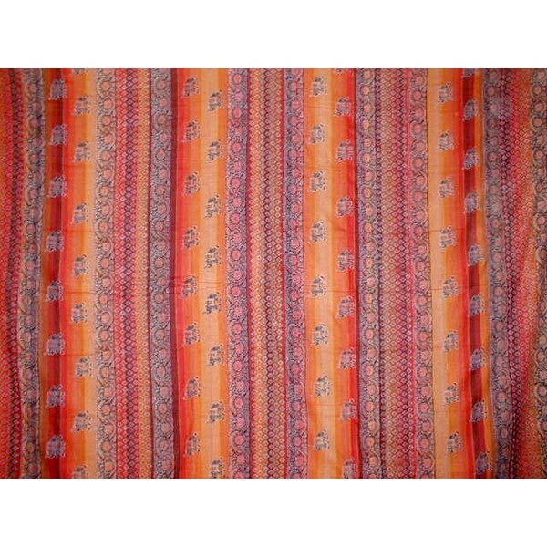 Elephant Print Indian Tapestry Cotton Bedspread 104" x 88" Full Orange