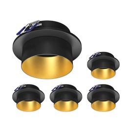 ledscom.de 5 pcs. recessed Ceiling Frame KRON, Round, Black/Gold matt