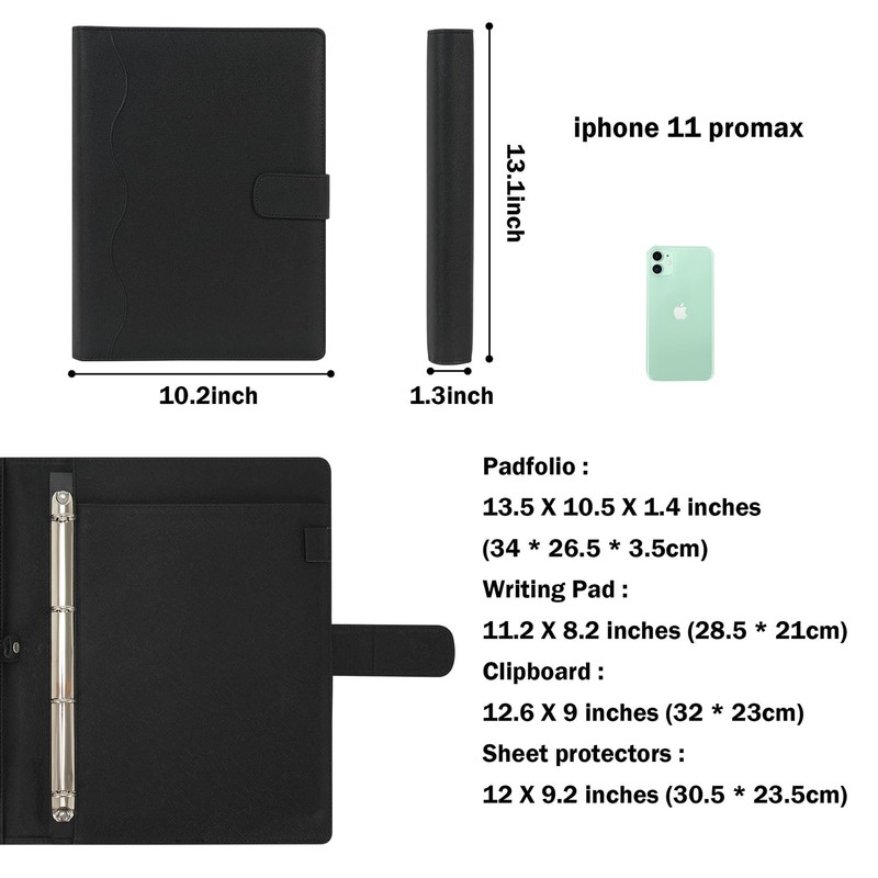 Wonderpool A4 PU Leather 3 & 4 Ring Holder Writing