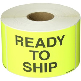 Tape Logic Aviditi Tape Logic 3" x 5","Ready to Ship" Fluorescent Yellow Sticker, for Shipping, Handling, Packing, and Moving (1 Roll of 500 Labels)