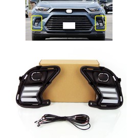 LED Front Bumper DRL Fit For 2024 2025 Toyota Highlander Grand Fog Light Daytime Running Light With Amber Turn Signal Light