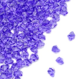 PMLAND Clear Acrylic Ice Rocks Purple 180 Pcs of 0.75 Quarts Crystals Gems Fake Crushed Cubes Diamonds for Vase Filler Table Scatter Wedding Centerpieces Party Holidays Decoration Crafts