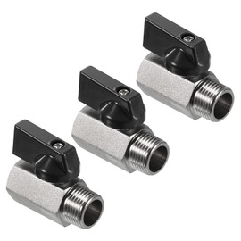 PATIKIL 3/8 NPT Ball Valve, Ball Valve, Brass Mini Ball Valve, 3 Pack NPT Female to Male Shut-off Valve for Pipe Coupler Connector, Black