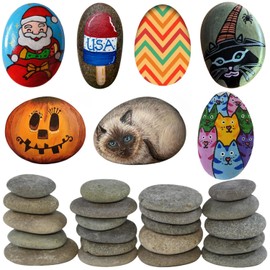 Large Rocks for Painting, 20pcs 2-3" River Rocks, Natural Flat & Smooth Stones, Craft Rocks for DIY Craft Kit (20)