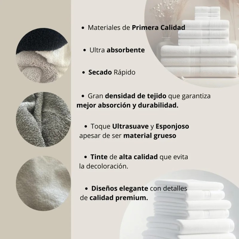 10 Toallas Faciales Reutilizables Microfibra Suave 30x30cm Blanco Lisa