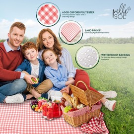 Pelle & Sol Picnic Blanket Foldable Outdoor Beach Blanket Waterproof Sandproof Machine Washable Non-Slip with Carry Handle for Family Beach Park Hiking Camping 200x140cm Red