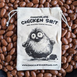 CHICKEN Poop Candy - Chocolate Chicken Poop (Milk Chocolate Covered Almonds) in Vintage Cotton Bag