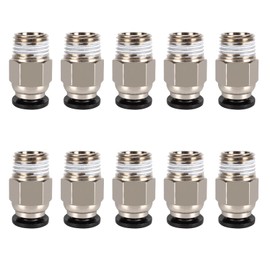 PC4-M10 Plug, PC4-M10 Connector, PC4-M10 Pneumatic Connector, PC4-M10 Pneumatic Connector, Straight Pneumatic PC4 M10 Plug, Quick Plug Connector for 3D Printer, Pack of 10