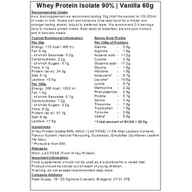 Whey Protein Isolate 90% - All Flavours (Vanilla, 60g (2 Servings))