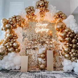 Sequin Backdrop Shimmer Wall Panels, 24pcs/set Decorative Sequin Wall Panels with 15 Hooks and 100 Ties, Party Decorations for Birthday Wedding - Color: Symphony Silver, Specification: 24pcs panels set