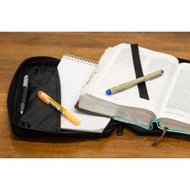 Black Cross Reinforced Polyester Bible Cover Case with Handle