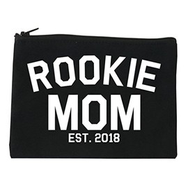 FASHIONISGREAT Rookie Mom Est 2018 Gift Cosmetic Makeup Bag Black Large