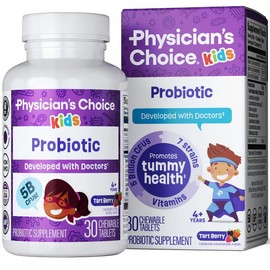 Physician's Choice Kids Probiotic with Zinc, Natural Vitamins, and Organic Prebiotics - Supports Digestive & Immune Health - Berry Flavored Chewable