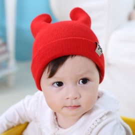 Baby Pom-Pom Wool Knit Hat for Autumn/Winter (3-12 Months, 1-2 Years Old) 628 Happy Rabbit Red + 6-24 Months 3ea