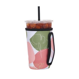 Cavllson Reusable Insulated Neoprene Iced Coffee Sleeves & Coffee Cup Holder, Universal Fit 16-32oz Cups for Hot/Cold Beverages（Pastel Flowers 30-34oz)