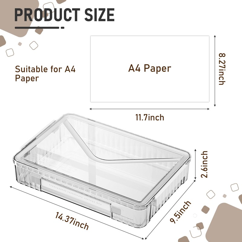 Cylogia Clear A4 Storage File Box Moisture-Proof Portable Plastic PET