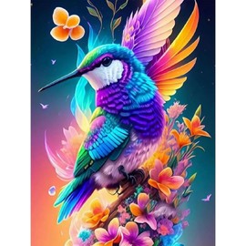 Hummingbird Stamped Cross Stitch Kits - Needlepoint Counted Cross Stitch Kits for Beginner Adults Printed Dimensions Flowers Pattern Stitch Embroidery Kit Arts and Crafts (11CT Without Frame)