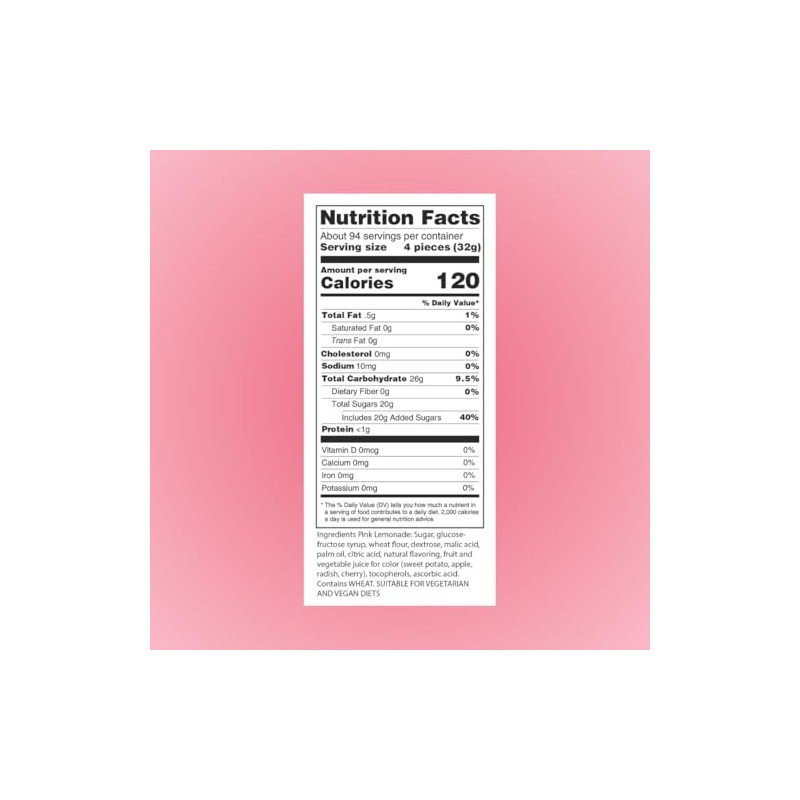 Sour Power Premium Candy Belts, Pink Lemonade, 6.6 lb