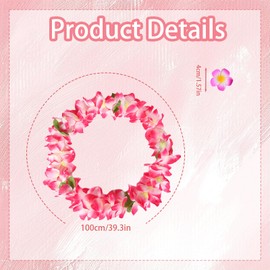 MUNSKT 5 Pieces Hawaiian Garland, Hawaiian Flower Necklace, Flower Necklace Hawaii, Garland Necklaces Apply for Women Girls Luau Hula Dance Party Costumes Decorations, Pink
