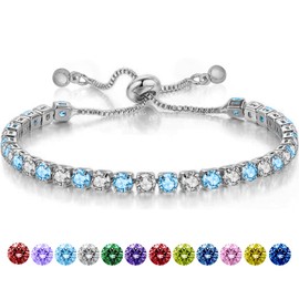 YeeHeen Birthstone Tennis Bracelets for Women Cubic Zirconia Bracelet Birthstone Jewellery 3