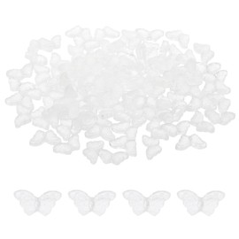PATIKIL 100Pcs Pure White Crystal Butterfly Beads, Glass/Glazed, 15 x 8 x 4.5mm, DIY Jewelry Making Charm Beads