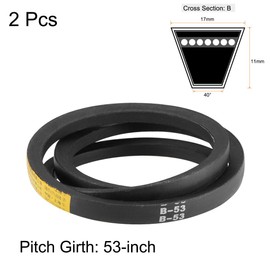 sourcing map B53 V-Belt, B Profile Rubber Drive Belt, 53 Inch Pitch Length, Pack of 2