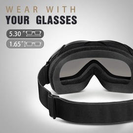 OutdoorMaster OTG Ski Goggles - Over Glasses Ski/Snowboard Goggles for Men, Women & Youth - 100% UV Protection (Black Frame + VLT 10% Grey Lens with REVO Silver)