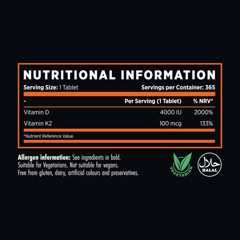 Refined Nutrition Vitamin D3 and K2 4000 IU - 365